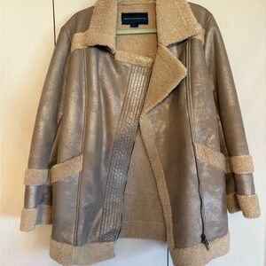 French Connection Metallic and Cream Teddy Jacket